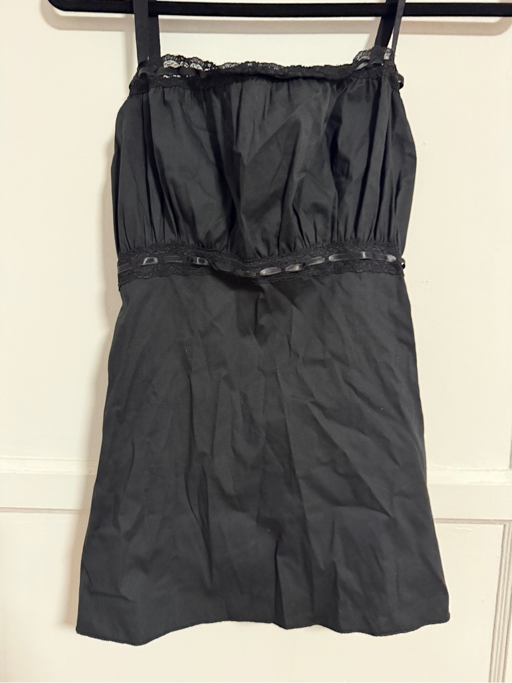 Vintage Torrid Black Lace-Trim Spaghetti Strap Top sz2